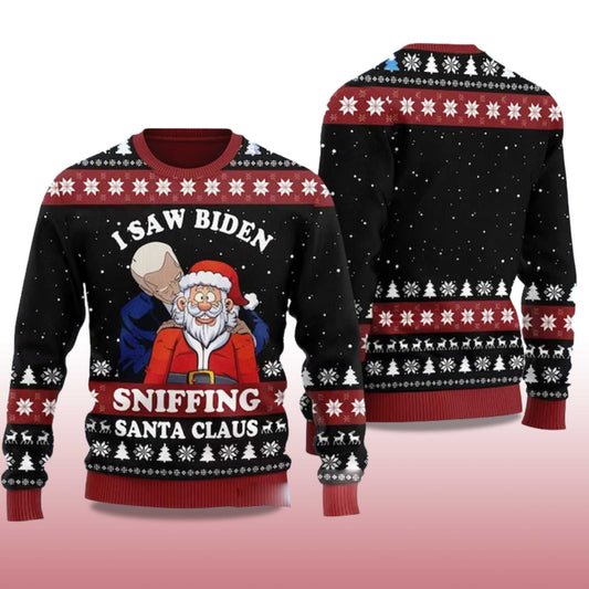 2026 I Saw Biden Sniffing Santa Claus Ugly Christmas Sweater Moonbestprint