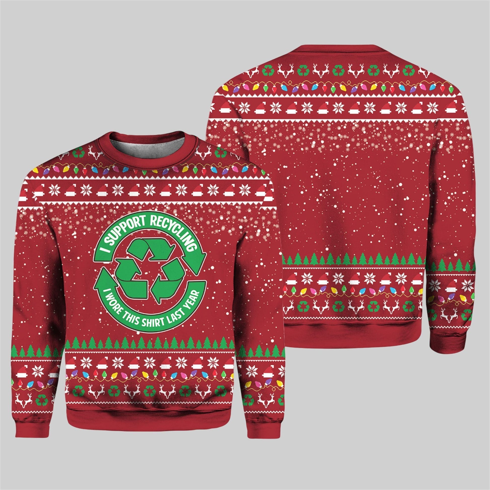 2026 I Support Recycling Ugly Sweater Christmas - Moonbestprint