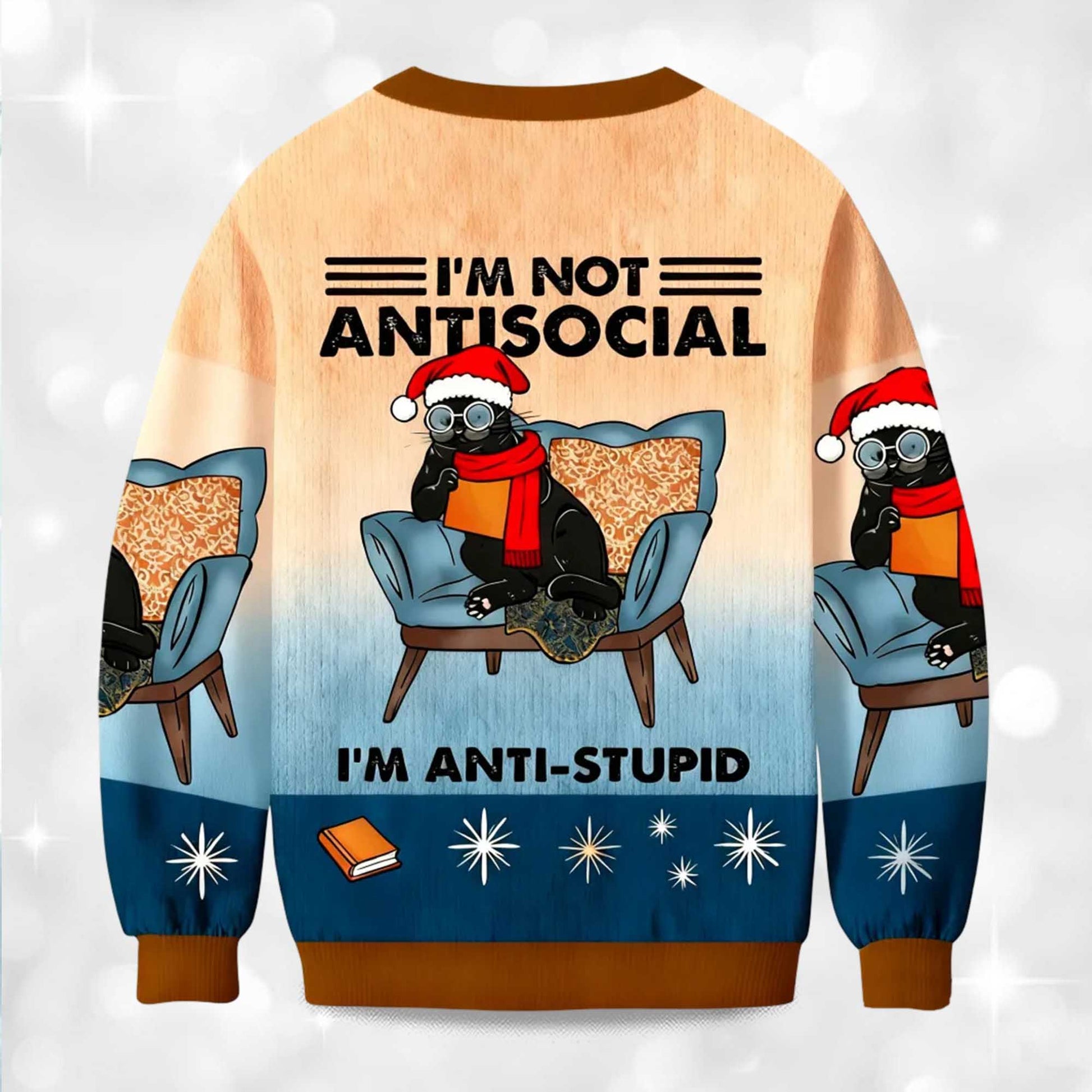 2026  I'm Not Antisocial I'm Anti Stupid Christmas Ugly Sweater Moonbestprint