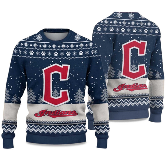 2026 Indians Ugly Christmas Sweater Moonbestprint