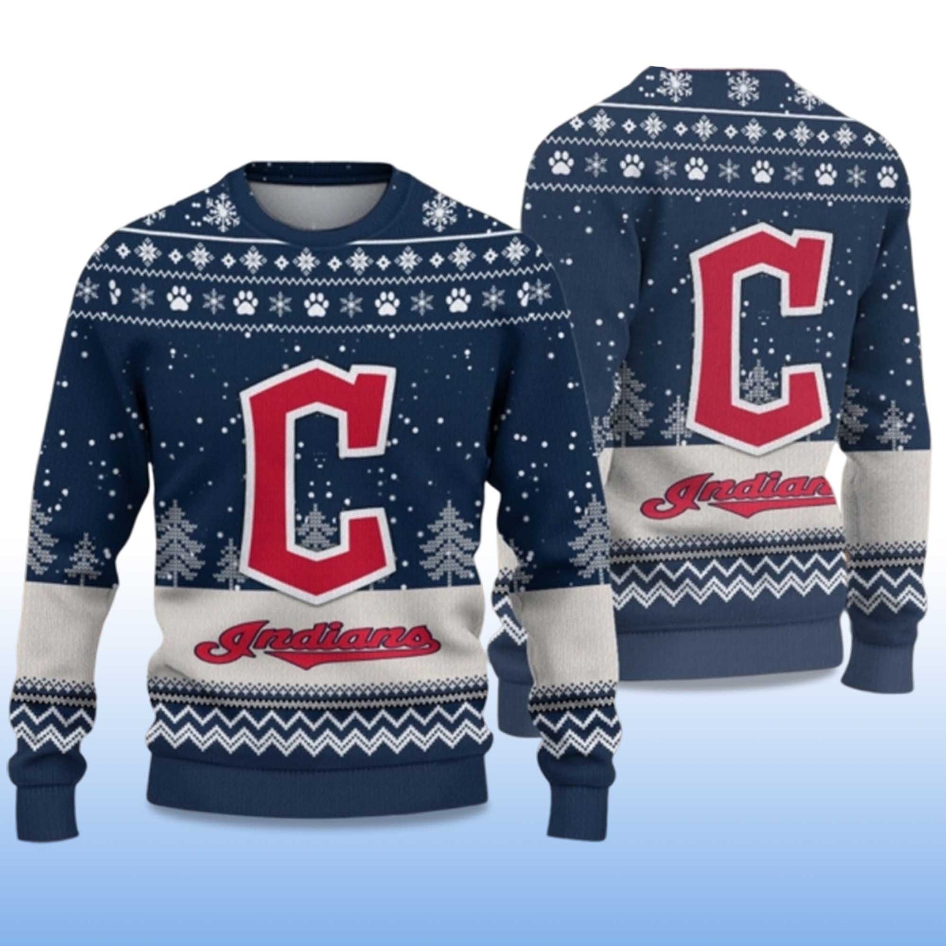 2026 Indians Ugly Christmas Sweater Moonbestprint
