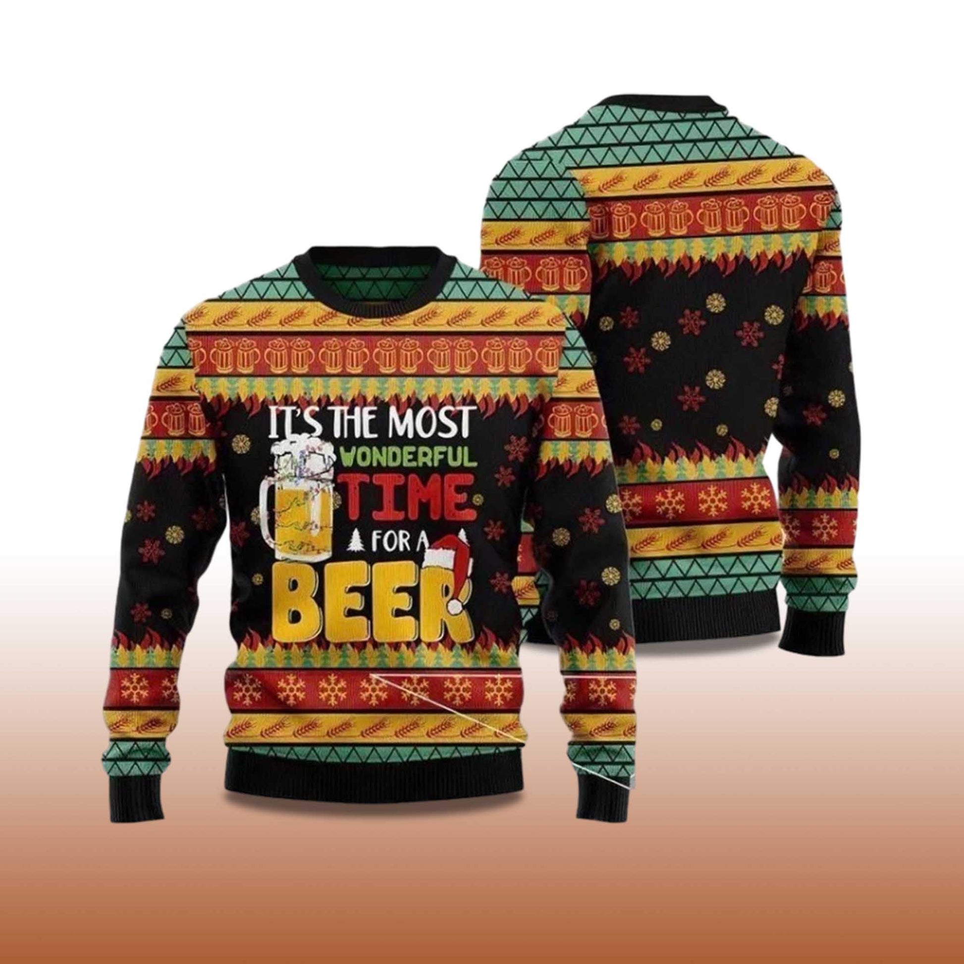 2026 It's The Most Wonderfull Time For A Beer Ugly Christmas Sweater Moonbestprint