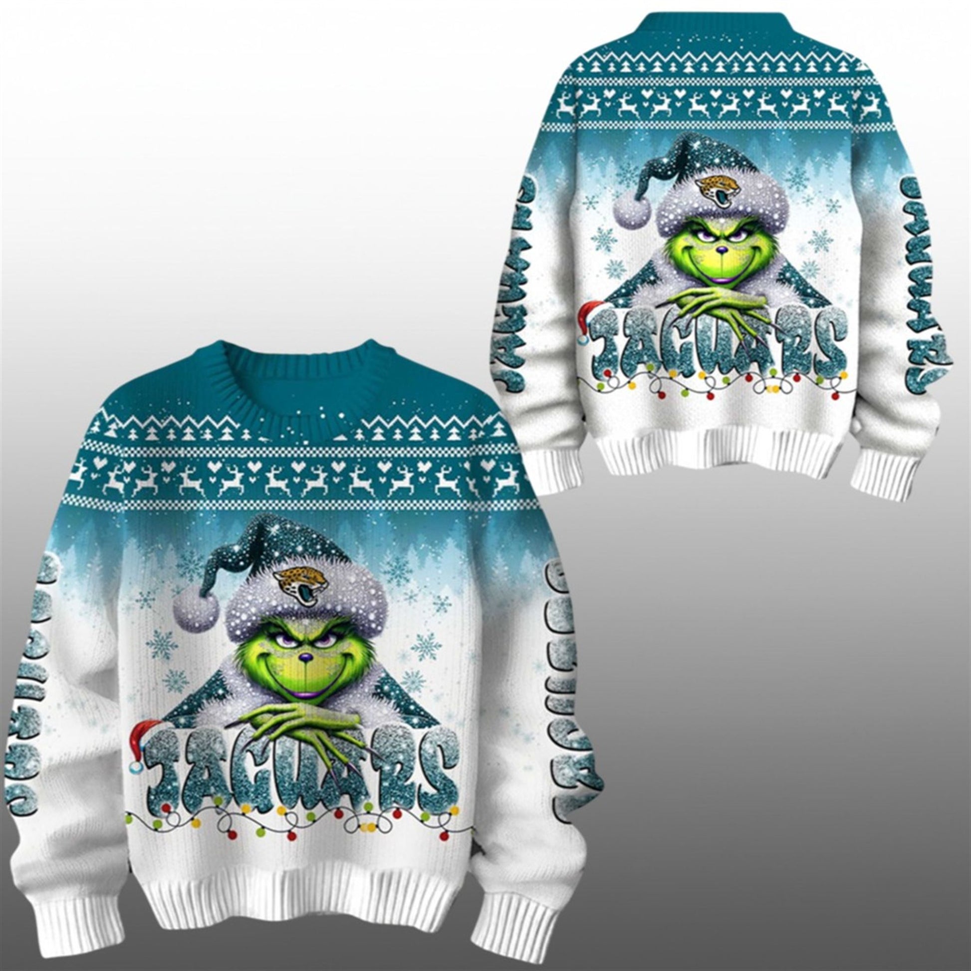 2026 Jaguars Grnch Season Christmas Ugly Sweater - Moonbestprint