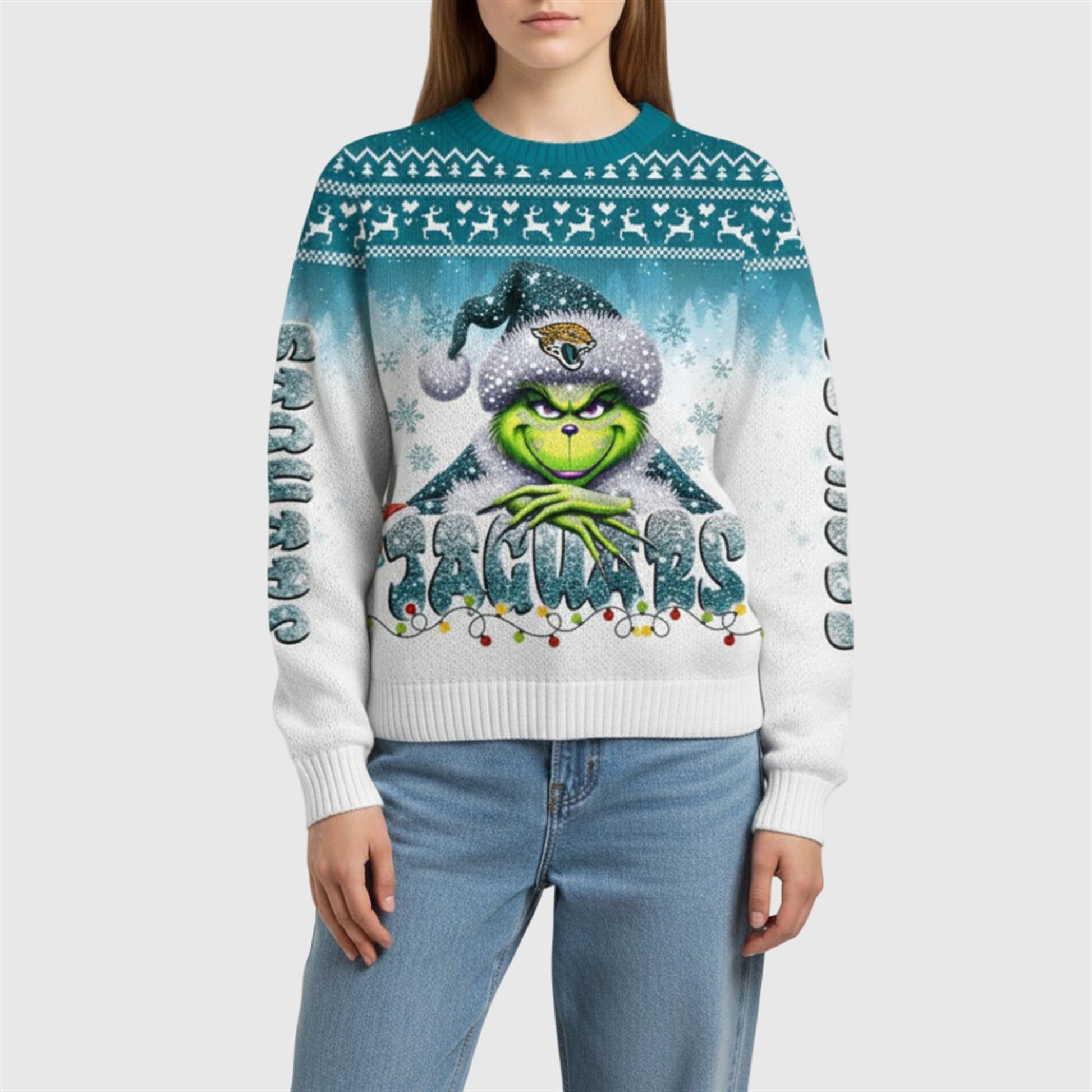 2026 Jaguars Grnch Season Christmas Ugly Sweater - Moonbestprint