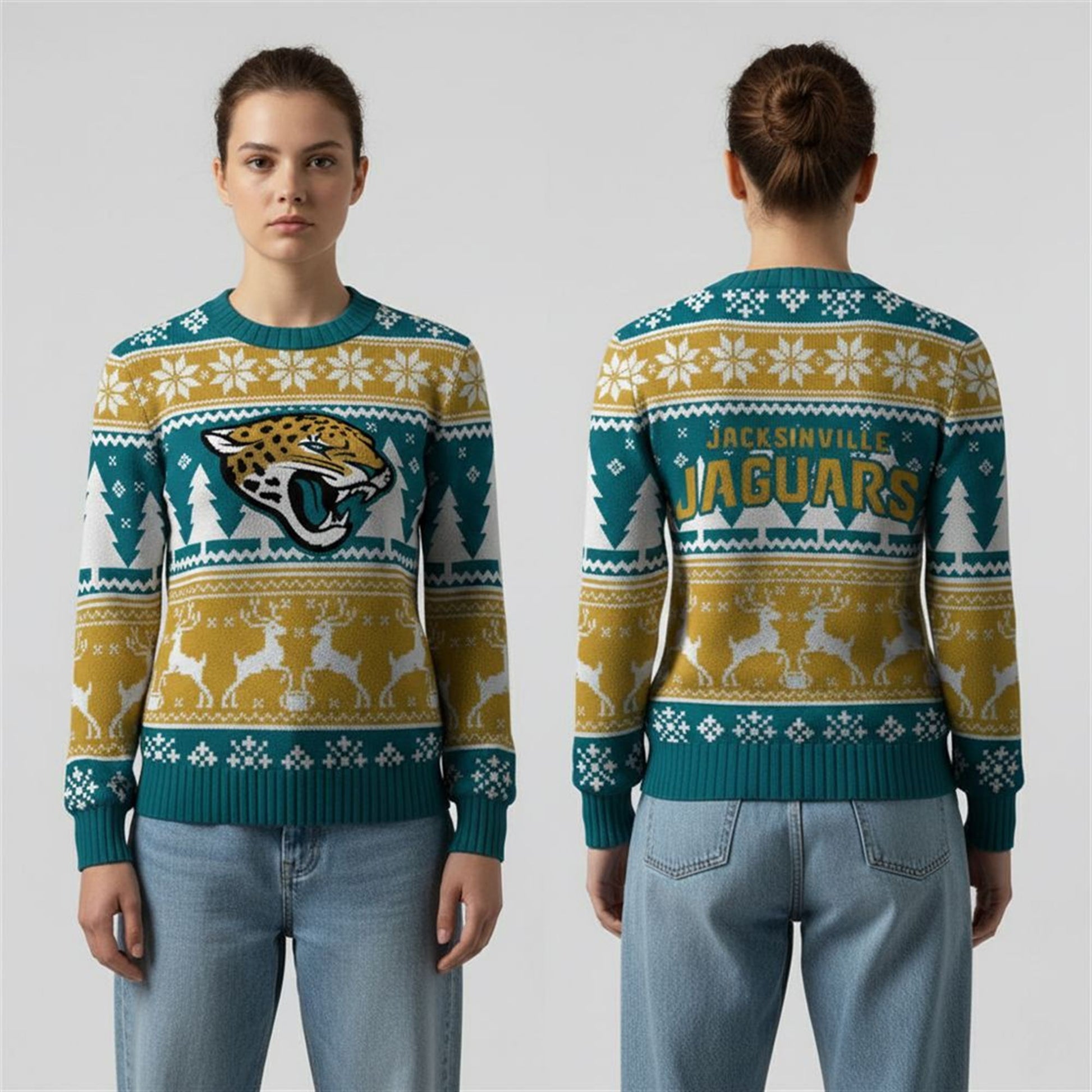 2026 Jaguars Reindeer Football Christmas Ugly Sweater - Moonbestprint