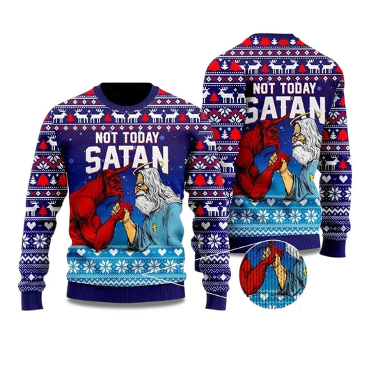 2026 Jesus Not Today Satan Ugly Christmas Sweater Moonbestprint