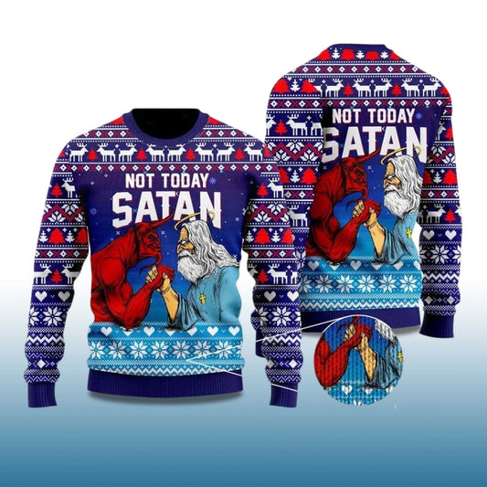 2026 Jesus Not Today Satan Ugly Christmas Sweater Moonbestprint