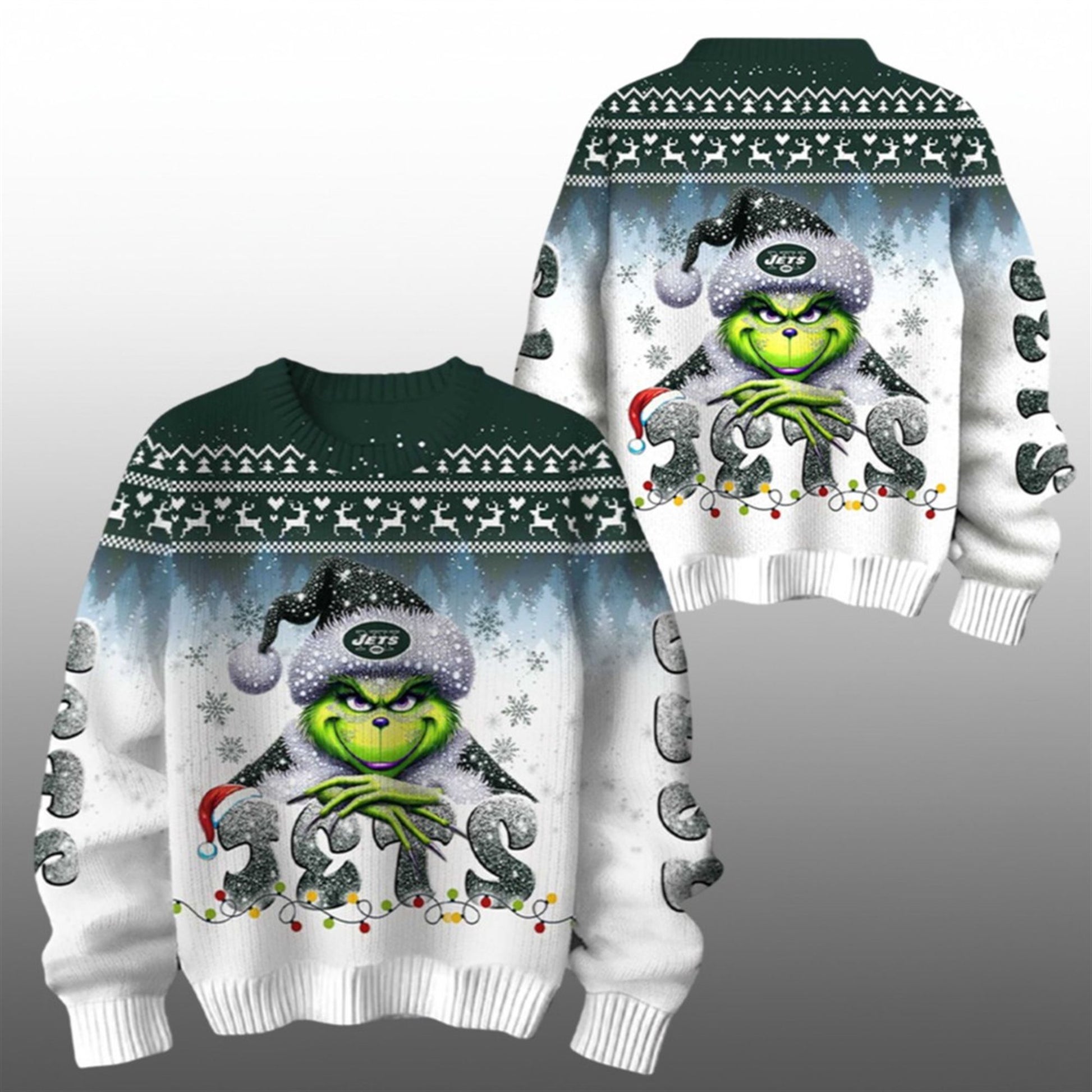 2026 Jets Grnch Season Christmas Ugly Sweater - Moonbestprint