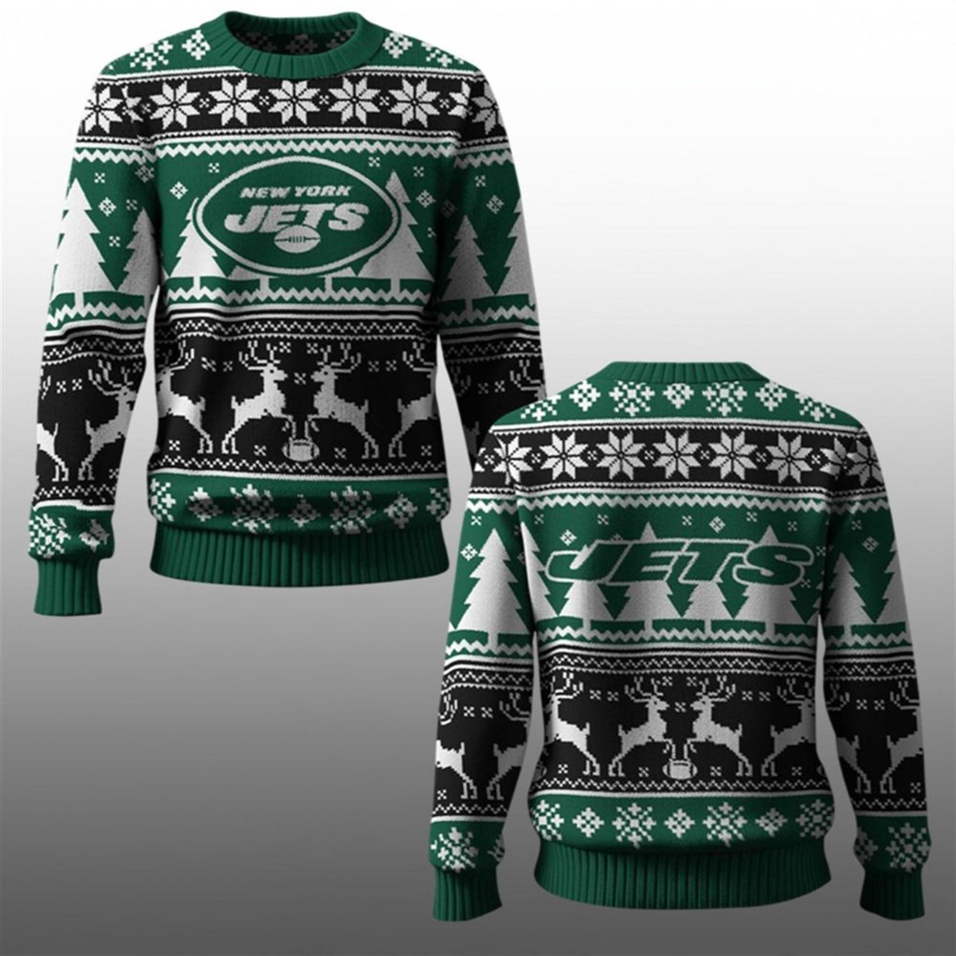 2026 Jets Reindeer Football Christmas Ugly Sweater - Moonbestprint