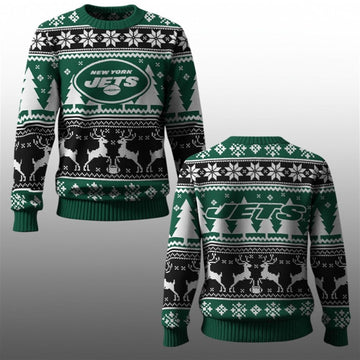 2026 Jets Reindeer Football Christmas Ugly Sweater - Moonbestprint