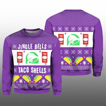 2026 Jingle Bells Taco Shells Fire Ugly Christmas Sweater - Moonbestprint
