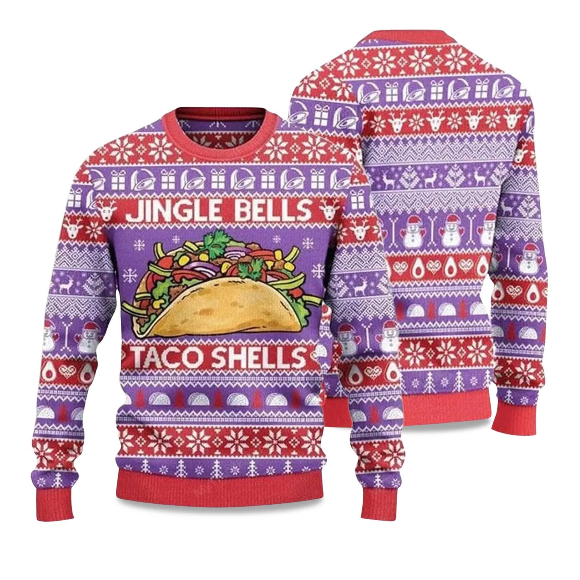 2026 Jingle Bells Taco Shells Ugly Christmas Sweater Moonbestprint