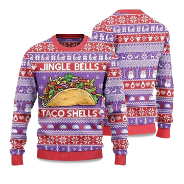 2026 Jingle Bells Taco Shells Ugly Christmas Sweater Moonbestprint