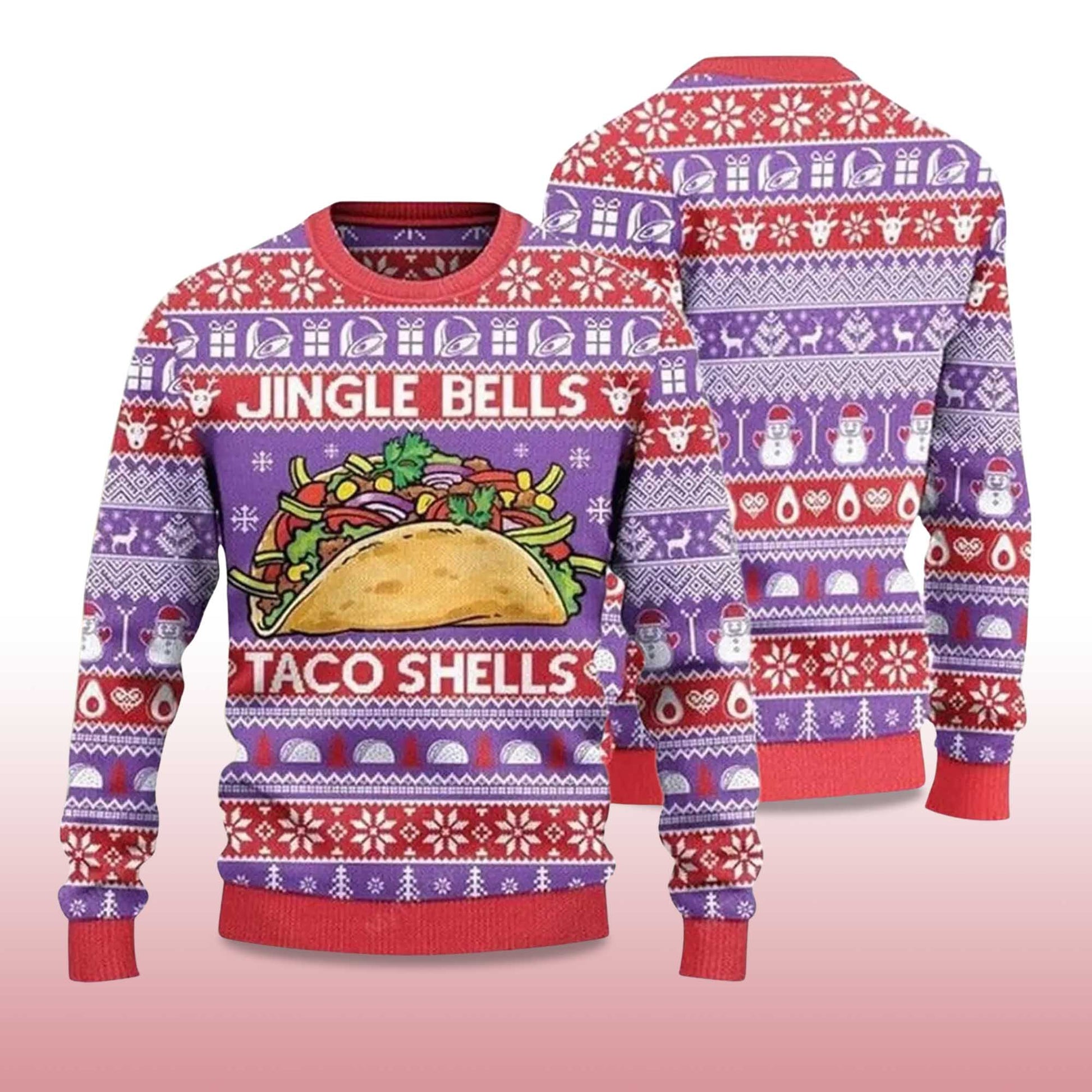 2026 Jingle Bells Taco Shells Ugly Christmas Sweater Moonbestprint
