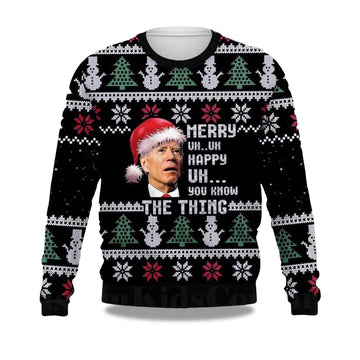2026 Joe Biden Merry Uh Uh Happy Uh You Know The Thing Ugly Christmas Sweater Moonbestprint