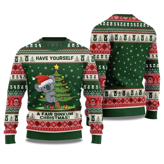2026 Koala Have Yourself A Fair Dinkum Christmas Ugly Sweater Moonbestprint
