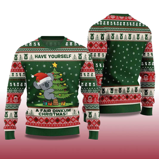 2026 Koala Have Yourself A Fair Dinkum Christmas Ugly Sweater Moonbestprint