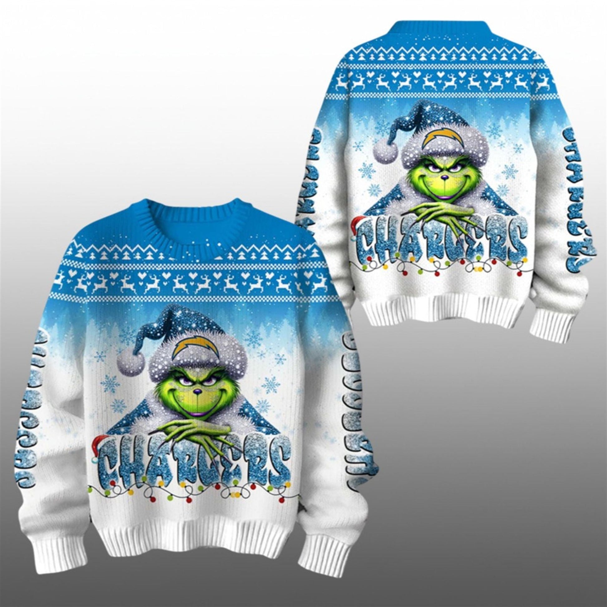 2026 LA Chargers Grnch Season Christmas Ugly Sweater - Moonbestprint