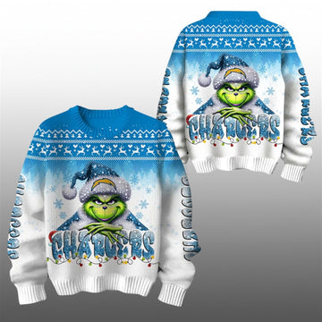 2026 LA Chargers Grnch Season Christmas Ugly Sweater - Moonbestprint
