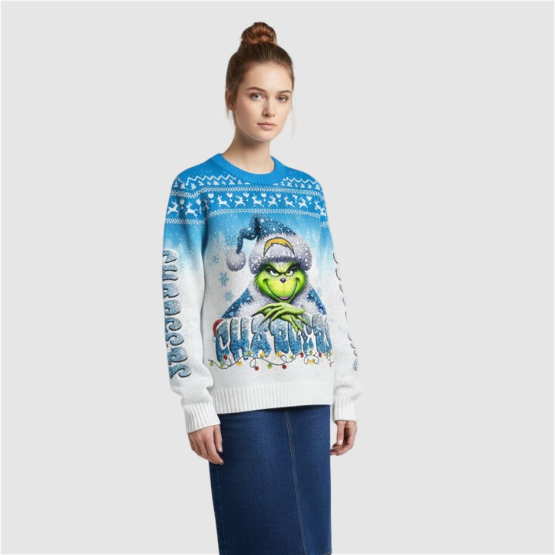 2026 LA Chargers Grnch Season Christmas Ugly Sweater - Moonbestprint