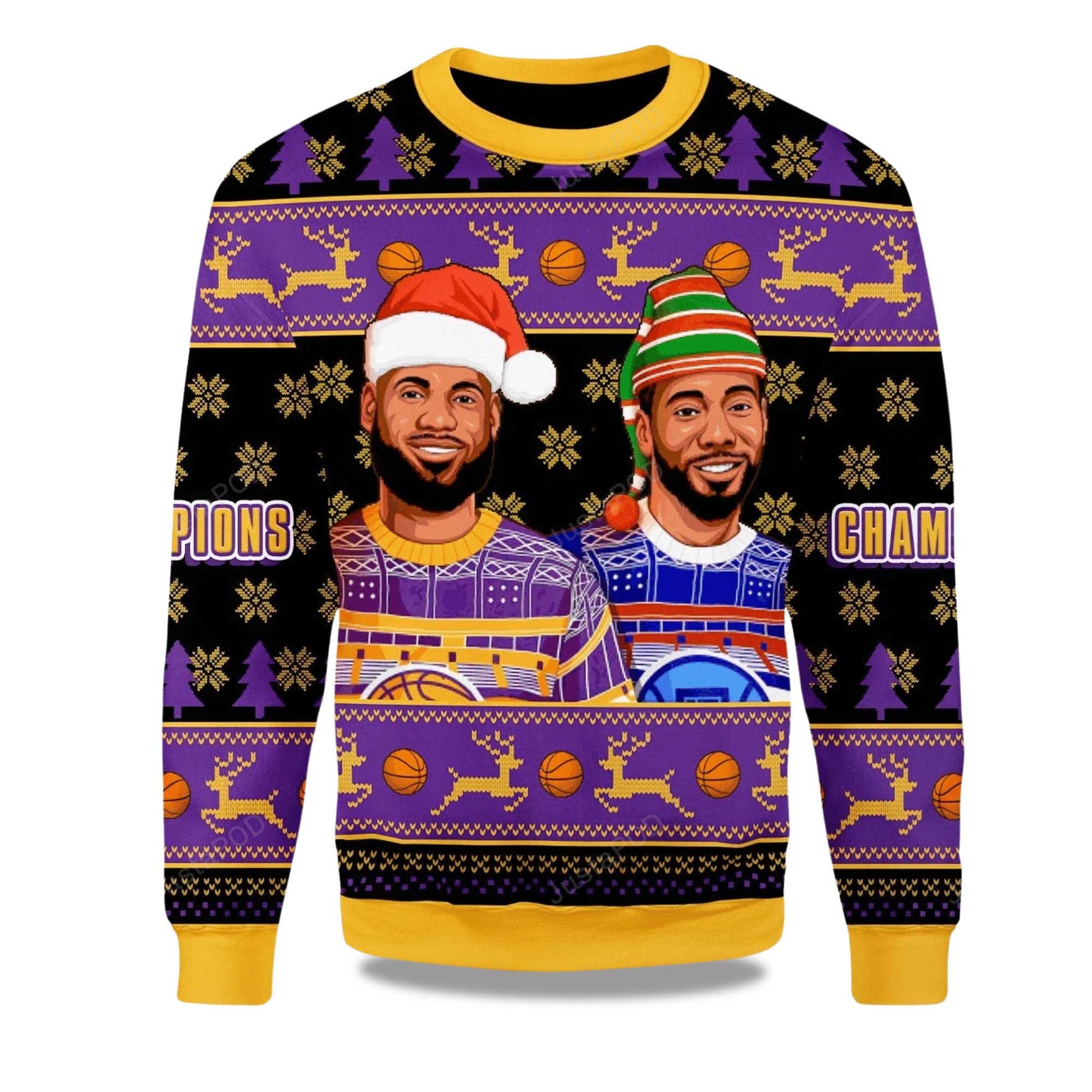 2026 Lebron James And Kawhi Leonard Basketball Christmas Ugly Sweater Moonbestprint