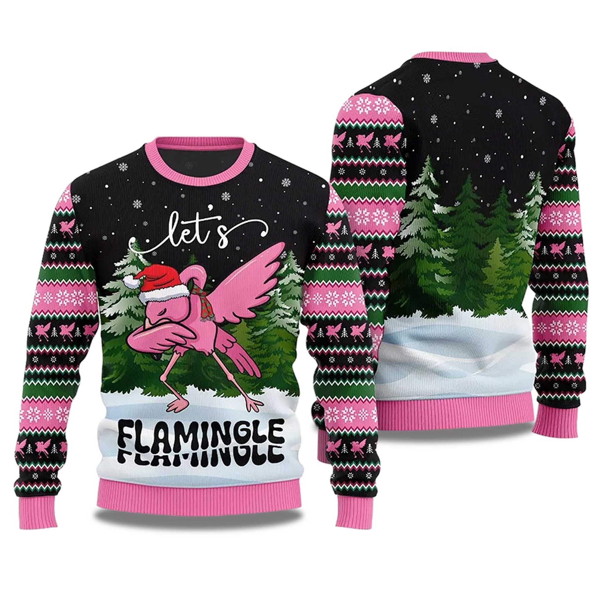 2026 Let's Flamingle Ugly Christmas Sweater Moonbestprint
