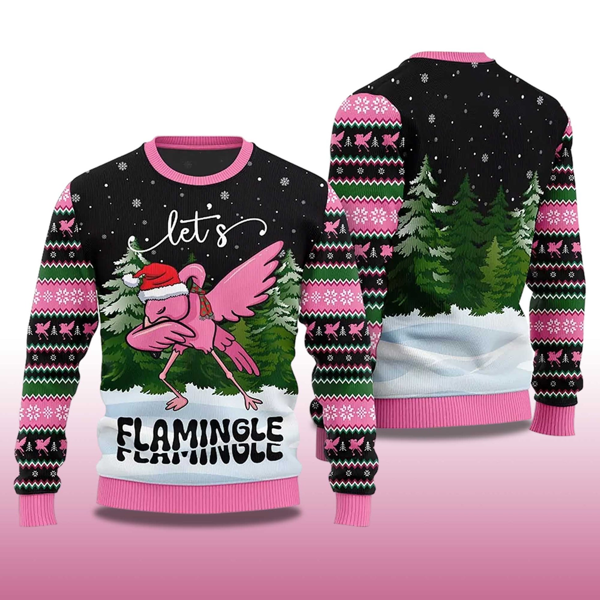 2026 Let's Flamingle Ugly Christmas Sweater Moonbestprint