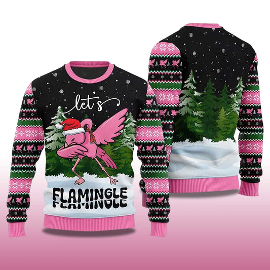 2026 Let's Flamingle Ugly Christmas Sweater Moonbestprint