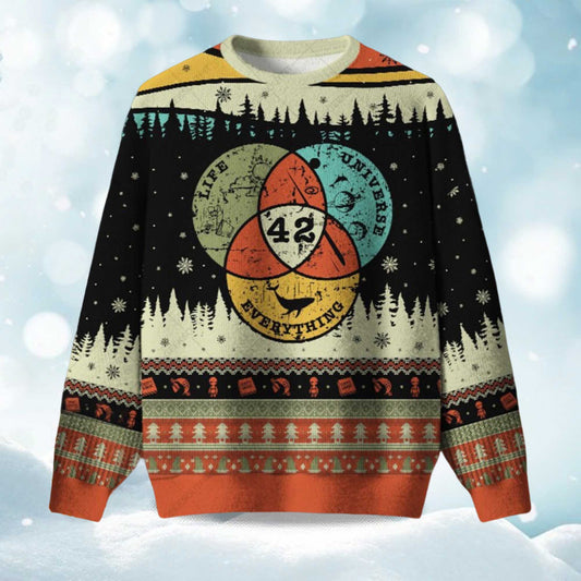 2026 Life, the Universe & Everything Ugly Christmas Sweater Moonbestprint