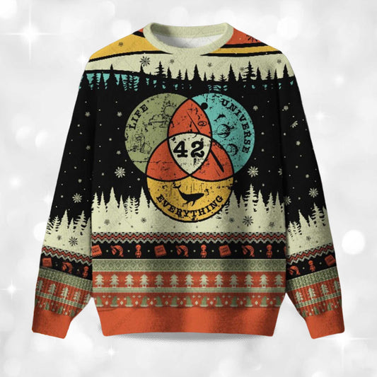 2026 Life, the Universe & Everything Ugly Christmas Sweater Moonbestprint