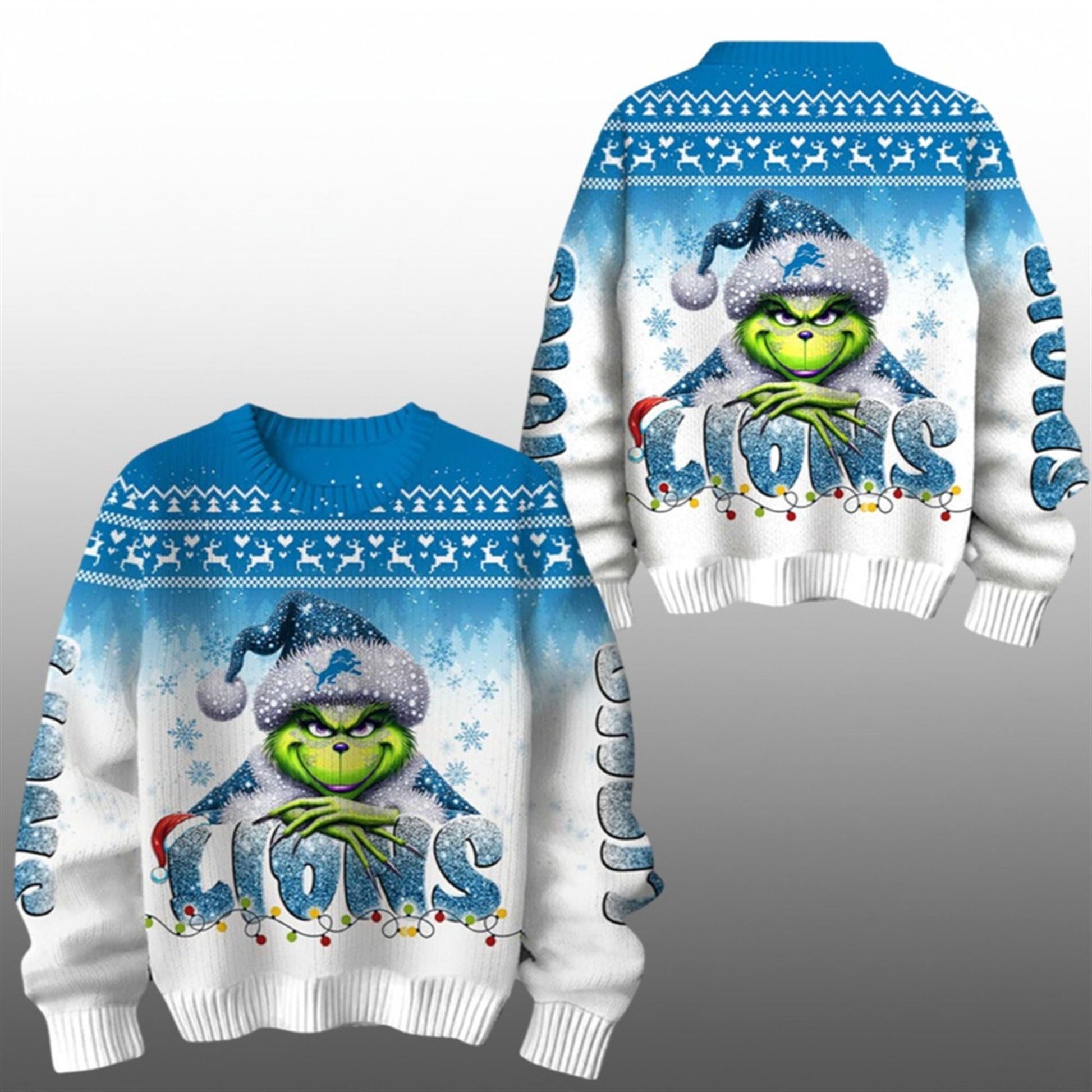 2026 Lions Grnch Season Christmas Ugly Sweater - Moonbestprint