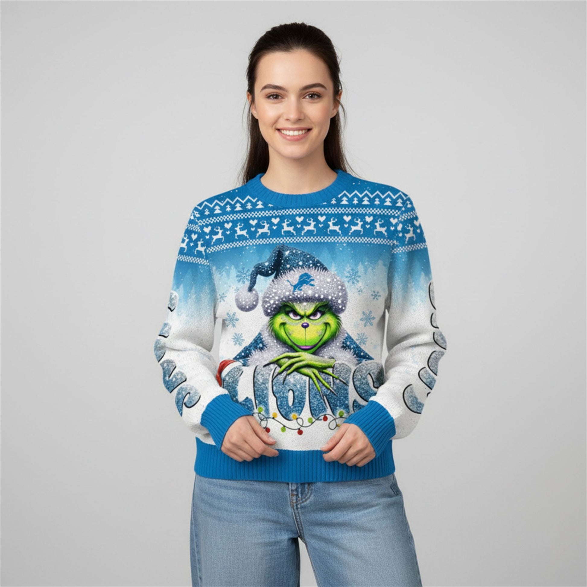 2026 Lions Grnch Season Christmas Ugly Sweater - Moonbestprint