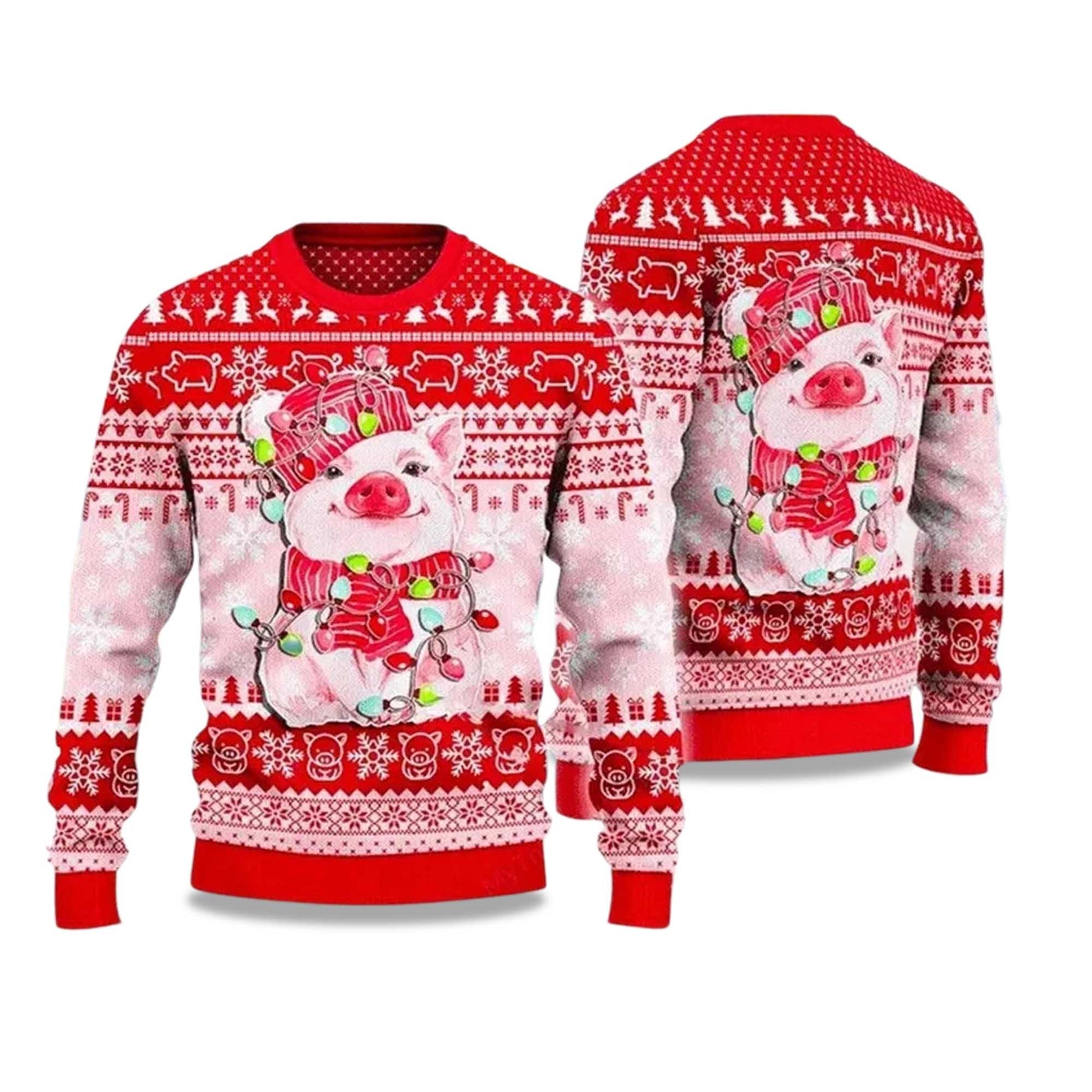 2026 Lovely Pig Reindeer Ugly Christmas Sweater Moonbestprint