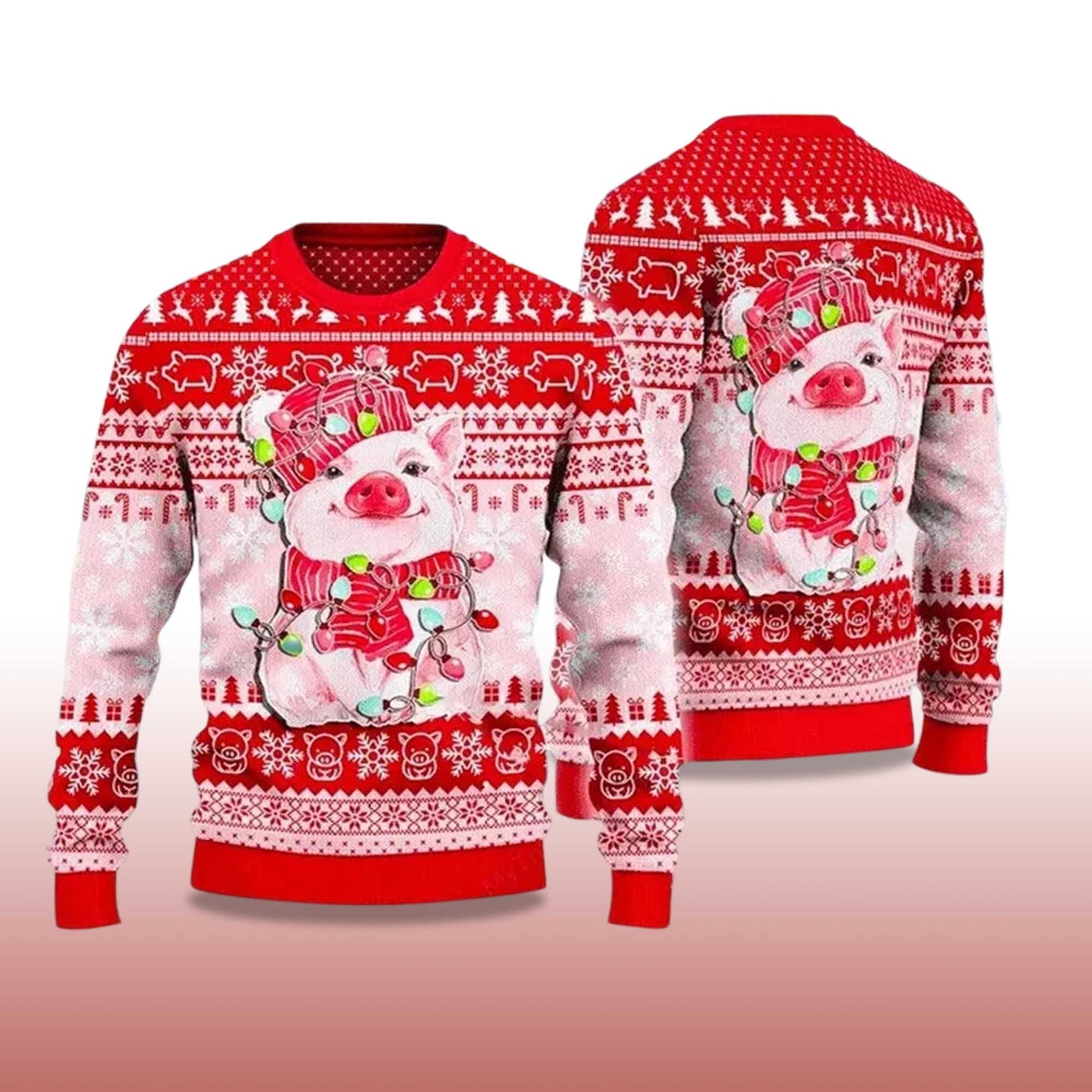 2026 Lovely Pig Reindeer Ugly Christmas Sweater Moonbestprint