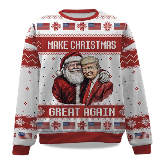 2026 Make Christmas Great Again President Christmas Ugly Sweater Moonbestprint