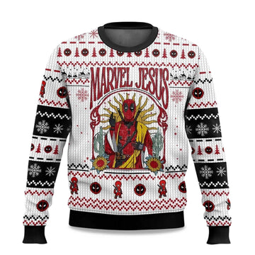 2026 Marvel Jesus Deadpool Ugly Sweater Christmas Moonbestprint