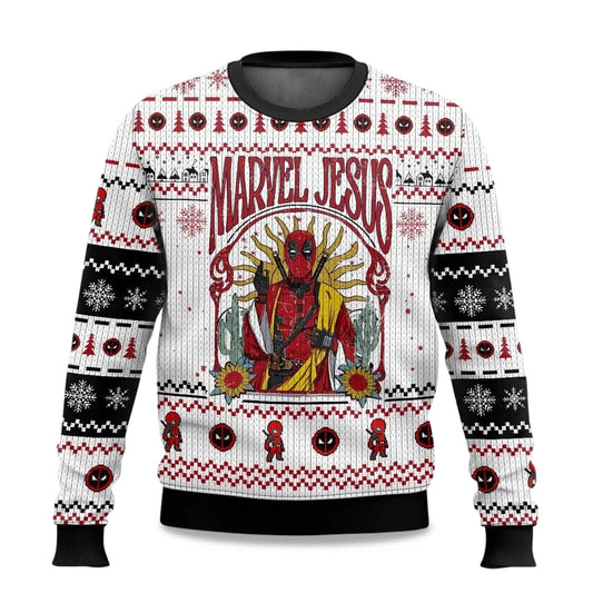 2026 Marvel Jesus Deadpool Ugly Sweater Christmas Moonbestprint