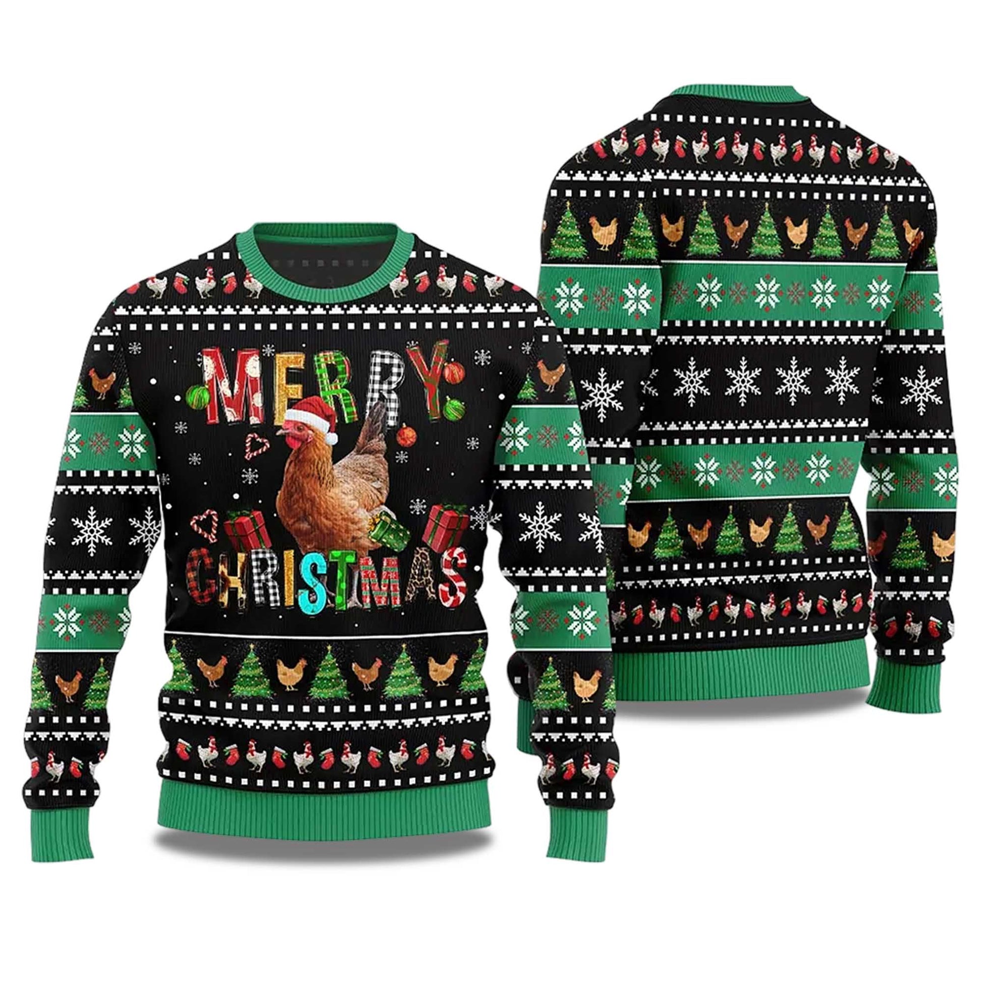 2026 Merry Christmas Chicken Ugly Christmas Sweater Moonbestprint