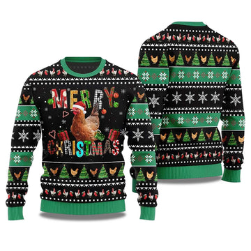 2026 Merry Christmas Chicken Ugly Christmas Sweater Moonbestprint