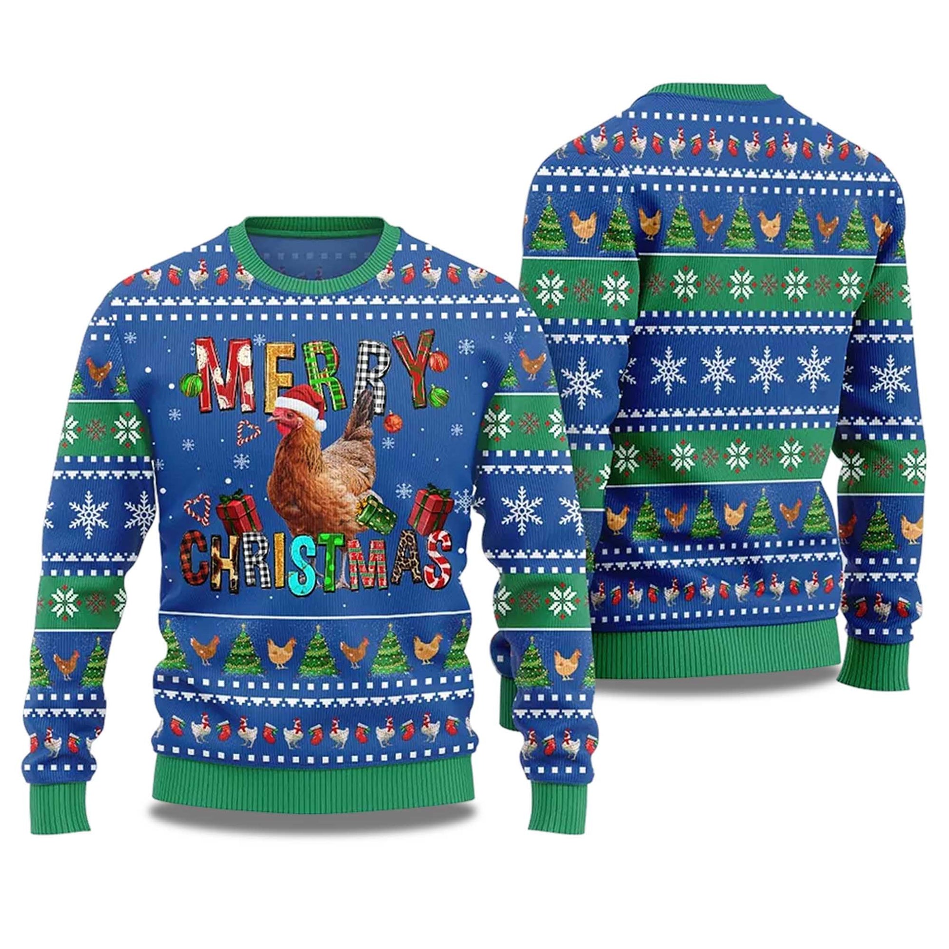 2026 Merry Christmas Chicken Ugly Christmas Sweater Moonbestprint