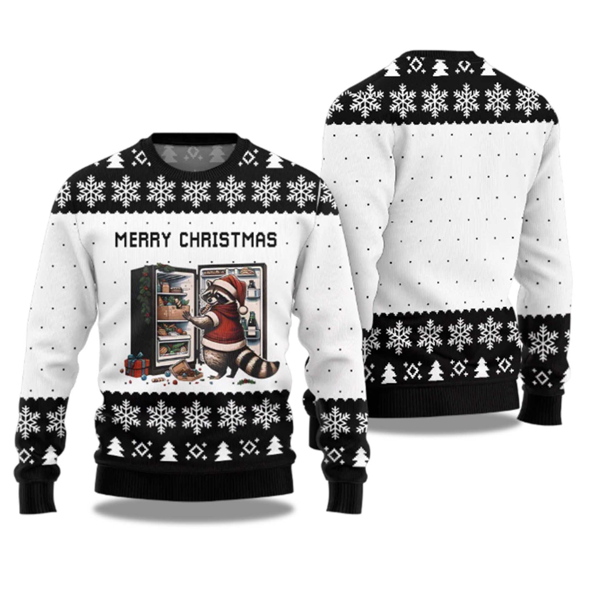 2026 Merry Christmas Raccoon Ugly Christmas Sweater Moonbestprint