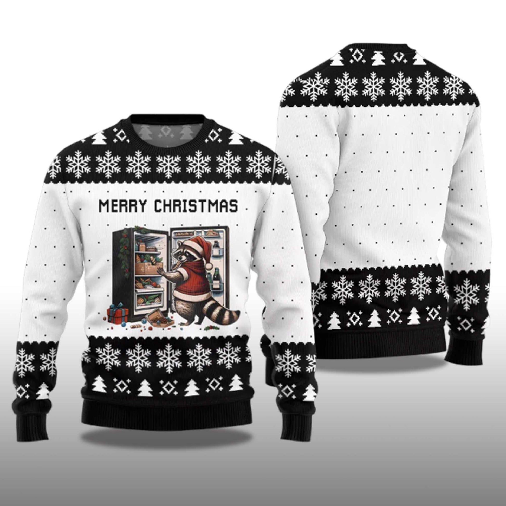 2026 Merry Christmas Raccoon Ugly Christmas Sweater Moonbestprint