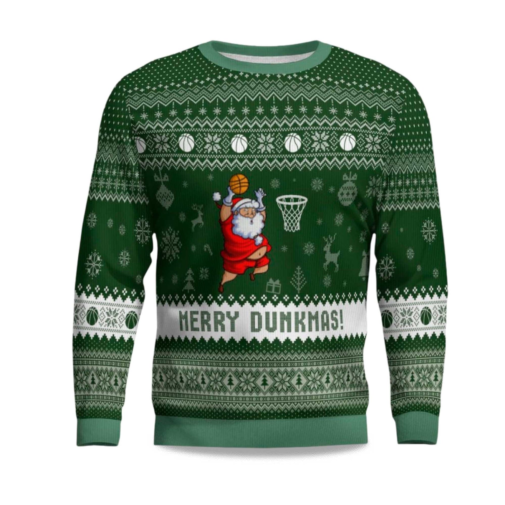 2026 Merry Dunkmas Basketball Ugly Christmas Sweater Moonbestprint