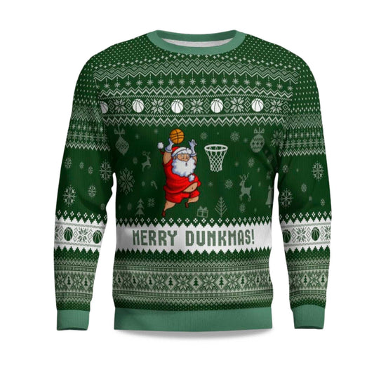 2026 Merry Dunkmas Basketball Ugly Christmas Sweater Moonbestprint