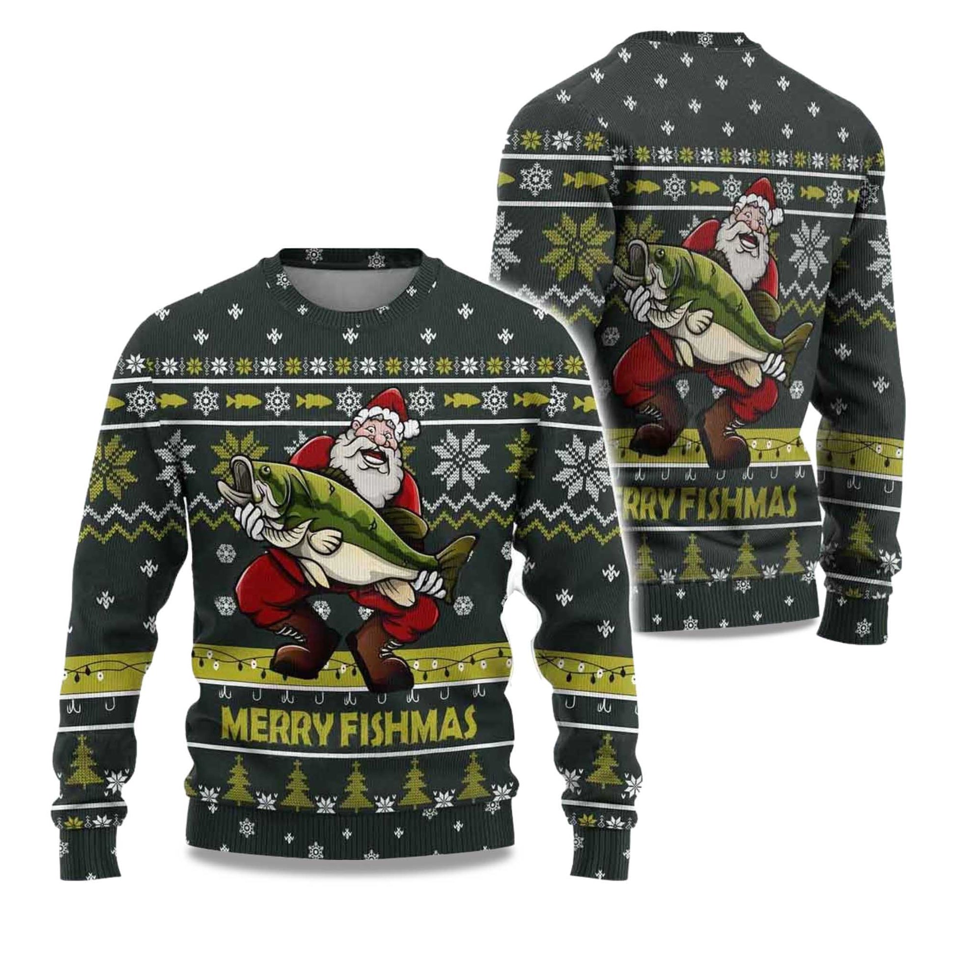 2026  Merry Fishmas Ugly Christmas Sweater Moonbestprint