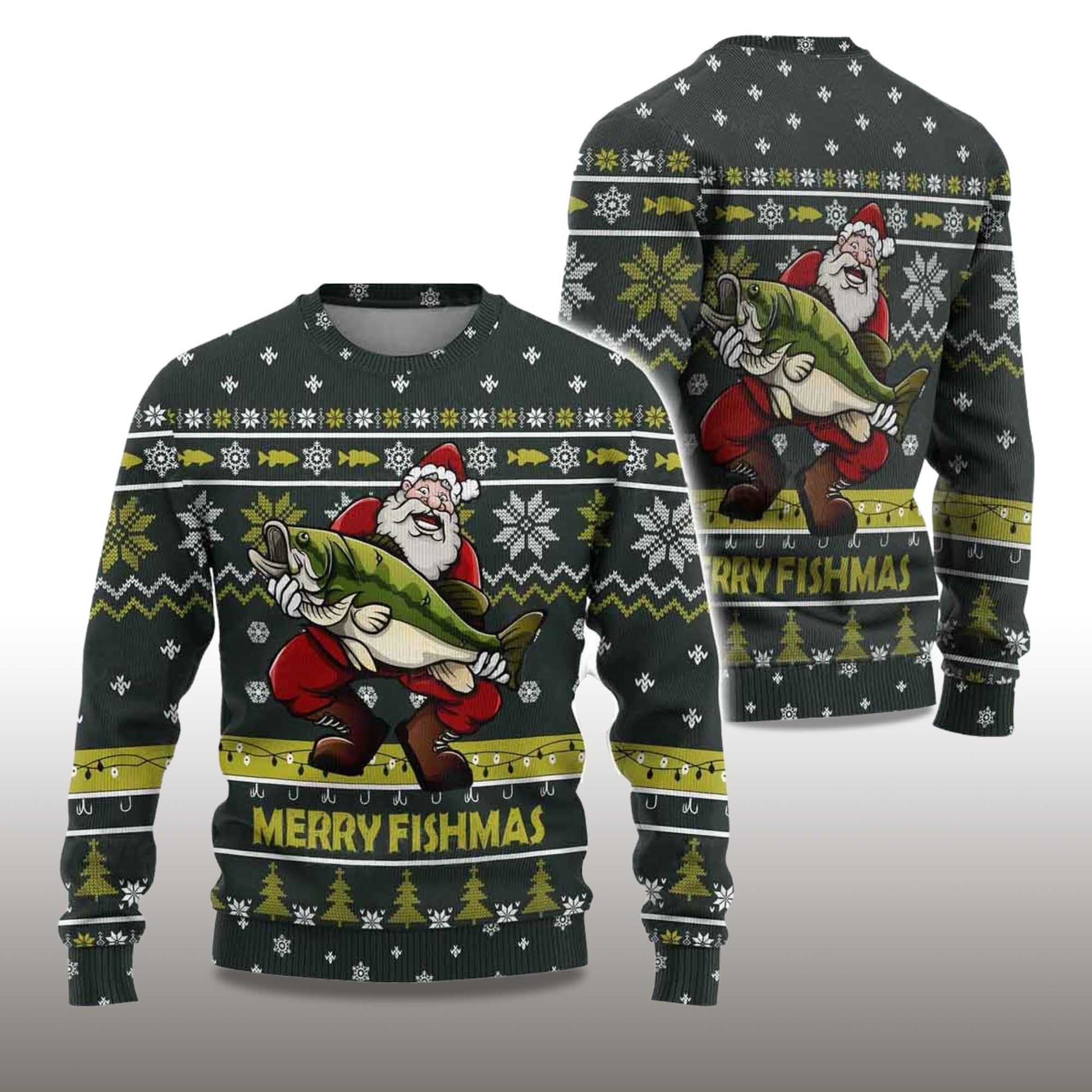 2026  Merry Fishmas Ugly Christmas Sweater Moonbestprint