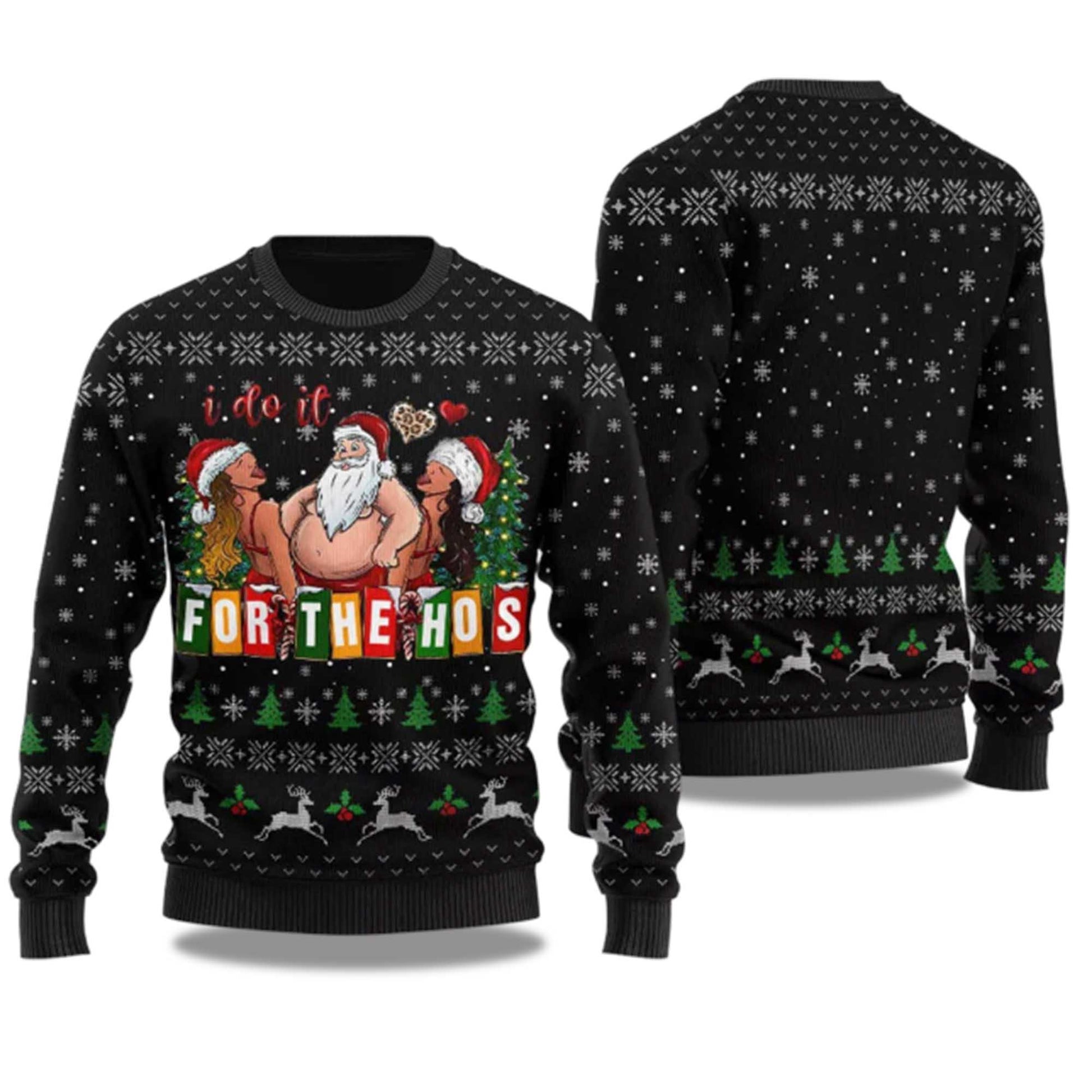 2026 Merry I Do It For The Hos Santa Ugly Christmas Sweater Moonbestprint