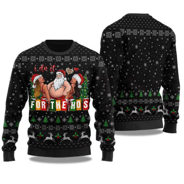 2026 Merry I Do It For The Hos Santa Ugly Christmas Sweater Moonbestprint
