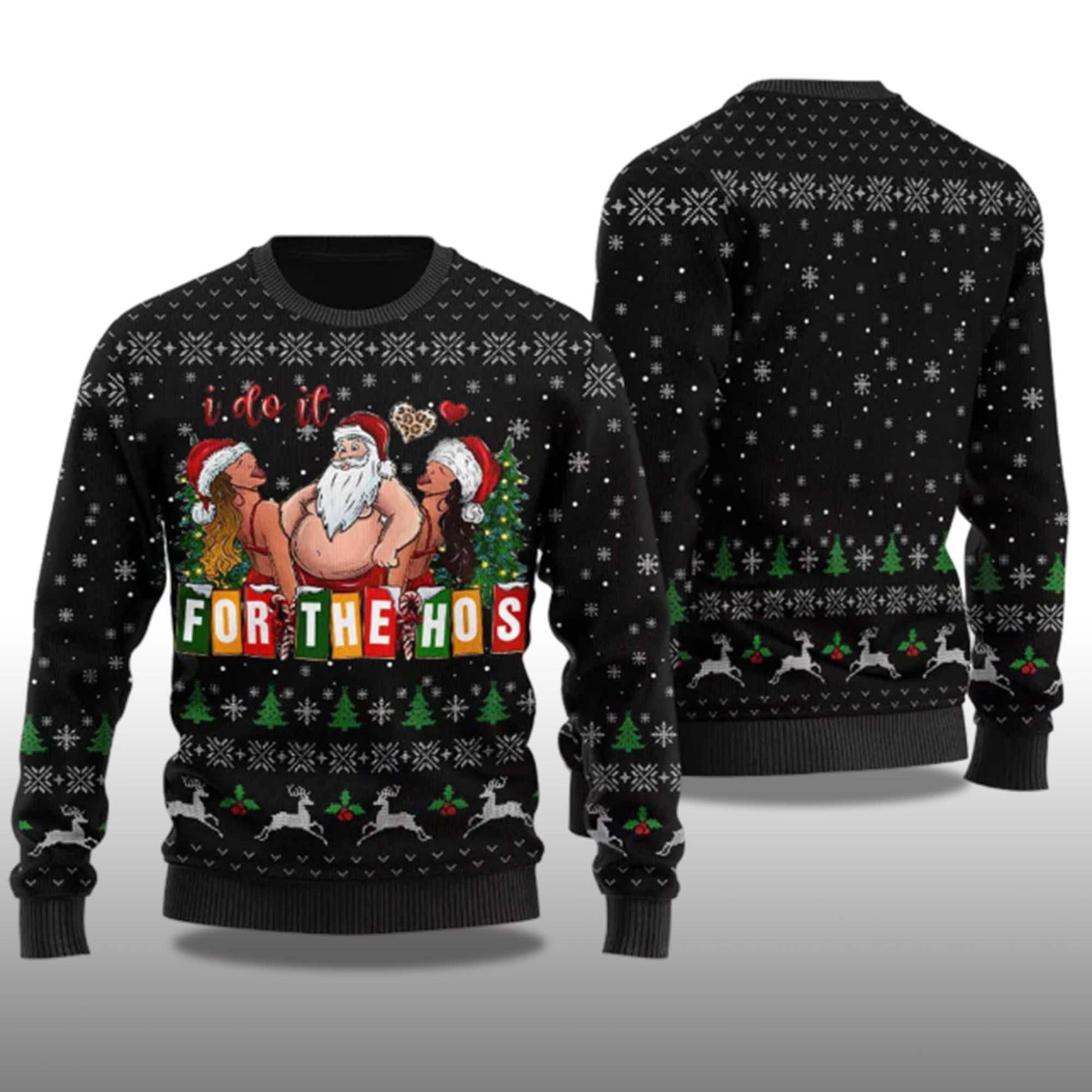 2026 Merry I Do It For The Hos Santa Ugly Christmas Sweater Moonbestprint