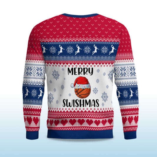 2026 Merry Swishmas Basketball Ugly Christmas Sweater Moonbestprint